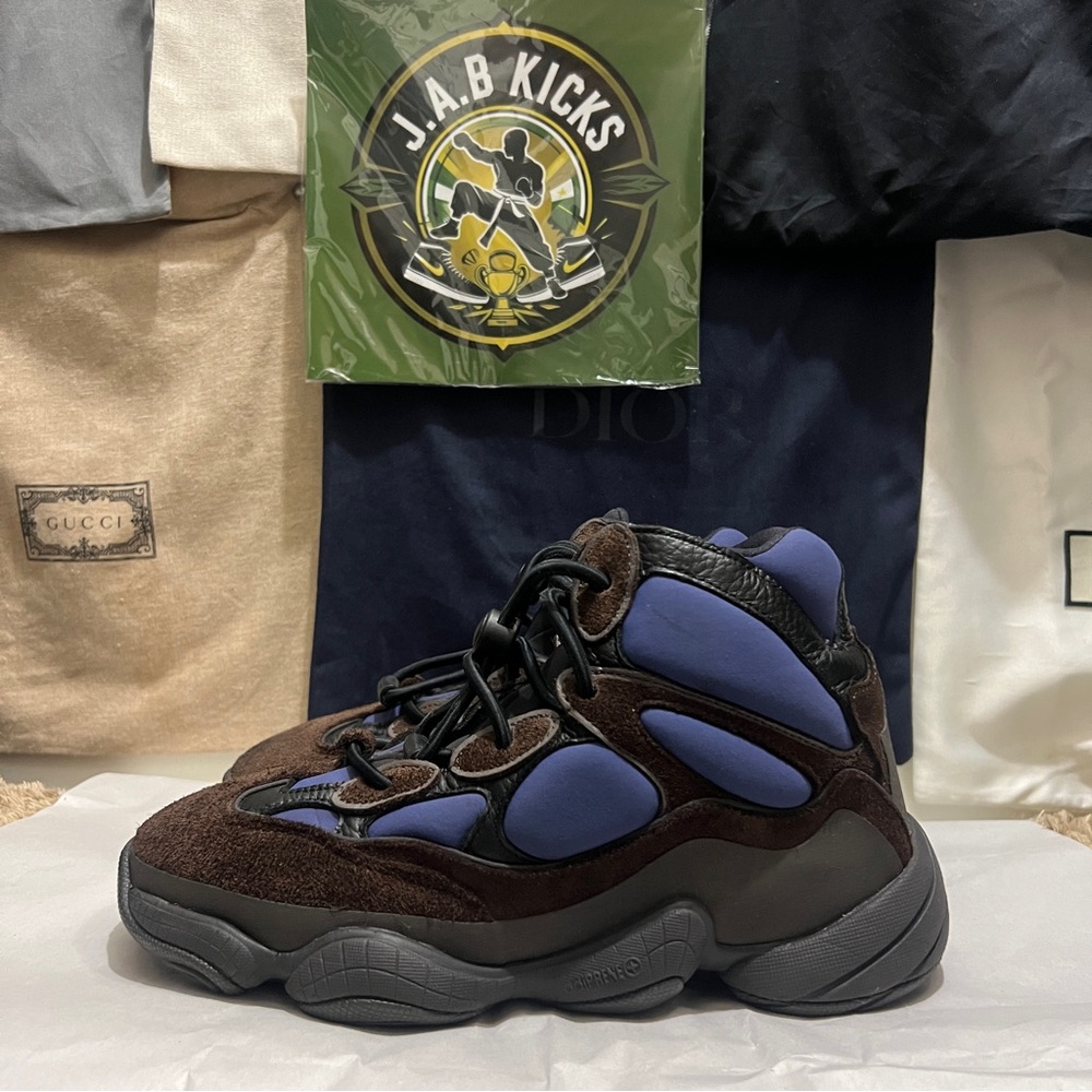 Yeezy Brown and Blue Sneakers
